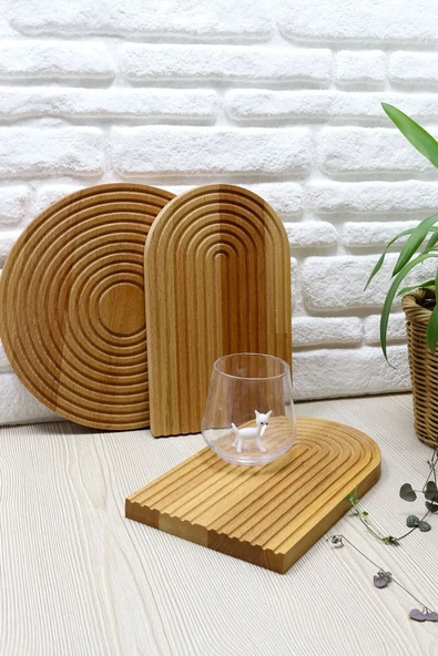 Monchi Ahşap Tepsi Sunumluk Gökkuşağı / Sunumluk Masif Kayın Yağdanlık Altlığı, Kahvelik, Sabunluk. - Resim 5