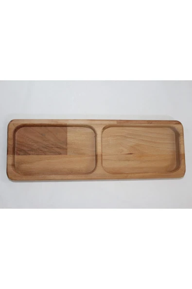 şeker marangoz Ahşap 2 Bölmeli Sunumluk Çerezlik Ahşap Tabak ürün görseli 1