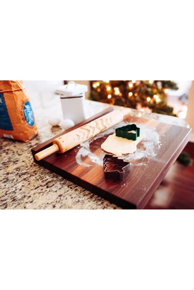 woodhub Ahşap Hamur Açma Tahtası - Trend Kesme Tahtası - Tezgah Üstü Kesme Tahtası - Et Kesme Tahtası Kahve - 2