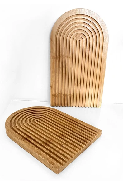 byBT Gökkuşağı Dalgalı Bambu Sunum Tabağı Dekoratif Sunum Tahtası Küçük Boy - 4