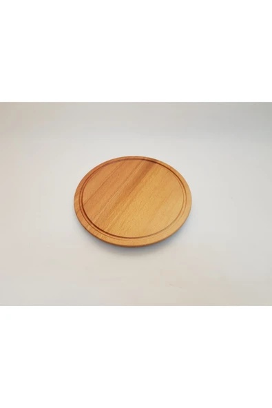ÇAS WOOD DESİGN 30 Cm Yuvarlak Oluklu Ahşap Pizza -steak-pasta-kek-peynir-kurabiye Sunum Tahtası ürün görseli