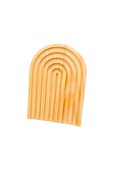 Woodcept 2'li Set Gökkuşağı Desenli Ahşap Oymalı Dekoratif Sunumluk Tepsisi, Sunum Tabağı Büyük Ve Orta Boy - Resim 5