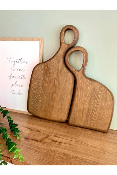 NENA HOME 2'li Ahşap Sunum Ve Kesme Tahtası, Dekoratif Ahşap Meşe - 3