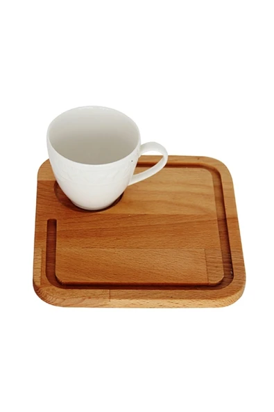 Hazan Cam Kahve Sunum Seti , Ahşap Sunum ürün görseli