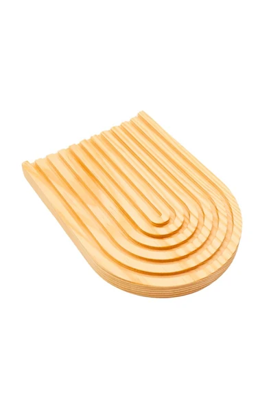 Woodcept 2'li Set Gökkuşağı Desenli Ahşap Oymalı Dekoratif Sunumluk Tepsisi, Sunum Tabağı Büyük Ve Orta Boy - Resim 3