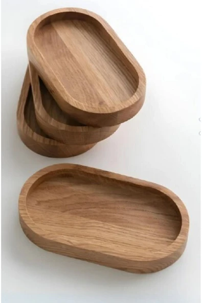 Redwood 4 Lü Ahşap Tepsi Çay Tepsisi Kahve Tepsisi Sunum Tepsisi 16cm Uzunluk Sunumluk ürün görseli 1