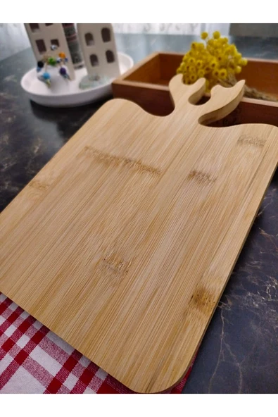 arslanoglu ahsap bambu geyikli kesme tahtası - Resim 3