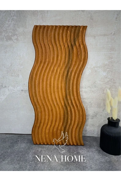 NENA HOME 2'li Ahşap Oymalı Dalgalı Uzun Ve Yarım Gökkuşağı Dekoratif Tepsi Sunum Tepsisi Sunumluk - 3