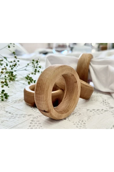 DECORİUM WOOD Ahşap Peçete Yüzüğü Halka 6'lı - 5