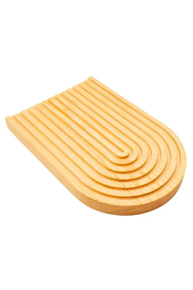 Woodcept 2'li Set Gökkuşağı Desenli Ahşap Oymalı Dekoratif Sunumluk Tepsisi, Sunum Tabağı Büyük Ve Orta Boy - Resim 2