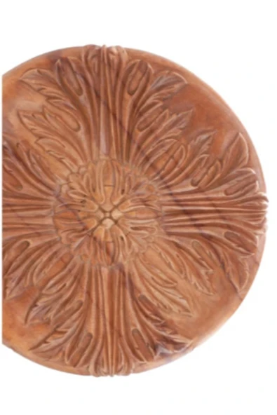 ROZASSHOME El Oyması Ahşap Dekoratif Kayık Tabak Tomurcuk Model Çap : 30 Cm - 4