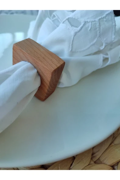 WOODENIST Opal Ahşap Peçete Yüzüğü Kare 4lü - 2