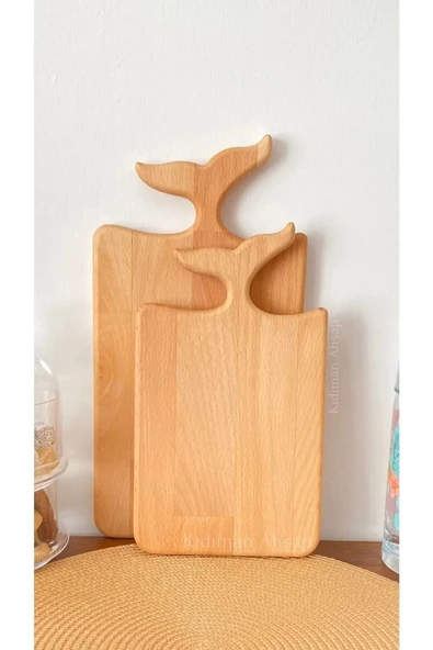 mispak Balık Kuyruğu Figürlü Kesme Doğrama Tahtası - Deniz Kızı Figürlü Tezgah Üstü Sunumluk ürün görseli