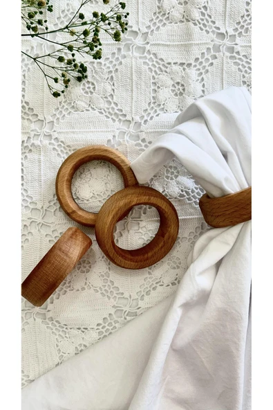 DECORİUM WOOD Ahşap Peçete Yüzüğü Halka 6'lı - 2