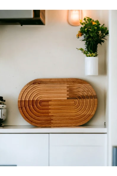 kanat ahşap atölyesi AHŞAP OYMALI OVAL TAMTUR DEKORATİF SUNUM TEPSİSİ, KAHVALTILIK