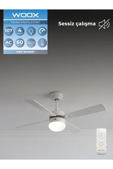 Aydınlatmalı Uzaktan Kumandalı İleri Geri Fonksiyonlu Tavan Vantilatörü