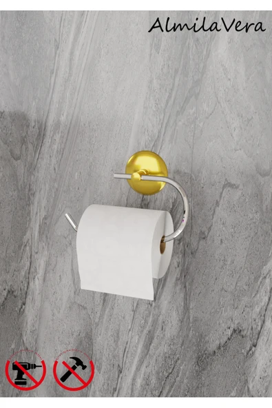 Egem Home Güçlü Garantili Yapışkanlı 5 mm Gold Tuvalet Kağıtlık Wc Askısı ürün görseli