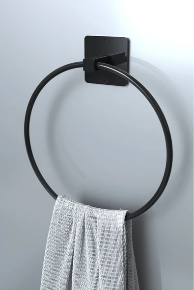 Egem Home Yapışkanlı Siyah 7'li Banyo Seti Uzun Havluluk Rulo Havluluk Tuvalet Kağıtlık - Resim 8