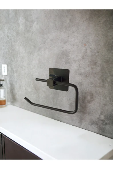 Egem Home Yapışkanlı Siyah Kare Açık Tuvalet Kağıtlık Wc Kağıtlık - Resim 2