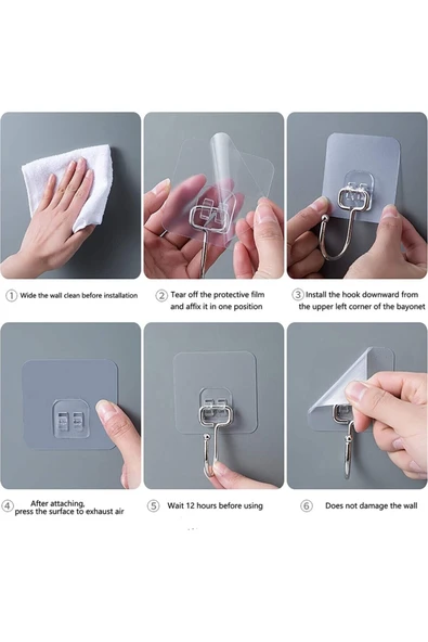Egem Home Krom Güçlü Yapışkanlı Kanca Yapışkanlı Askılar, Mutfak Banyo Ev Ofis Askısı - 3