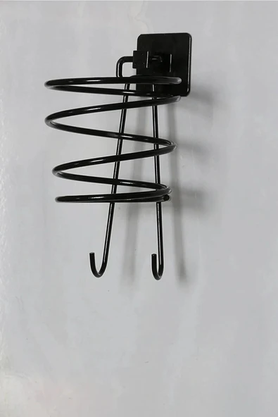 Egem Home Siyah Kare Yapışkanlı Fön Makinesi Askısı Saç Kurutma Makinesi Tutacağı Havlu Askılı ürün görseli