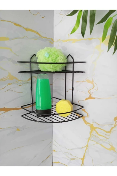 Egem Home Siyah Paslanmaz Yapışkanlı 2'li Katlı Eko Köşe ürün görseli