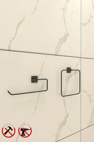 Egem Home Yapışkanlı Kare Havlu ve Kare Rulo Havlu Banyo Aksesuar Seti - Resim 2