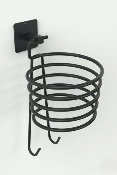 Egem Home Siyah Fön Makinası Askısı Saç Kurutma Makinesi Tutacağı Yapışkanlı ürün görseli