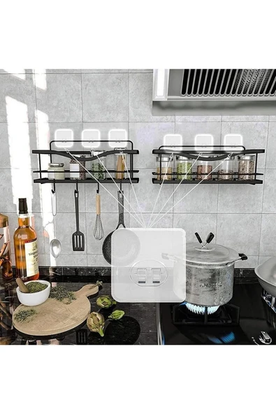 Egem Home Güçlü Kendinden Yapışkanlı Kancalar Köşe Rafı Banyo Rafı Duş Rafı Kancası, Su Geçirmez Askı 2 ADET - Resim 3