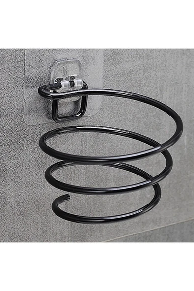 Egem Home Yapışkanlı Siyah Fön Makinesi Askısı Saç Kurutma Makinesi Tutacağı Siyah ürün görseli