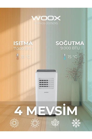 9000btu, Isıtma & Soğutma Özellikli Taşınabilir Mobil Klima - 2