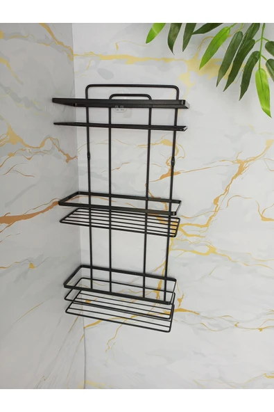 Egem Home Yapışkanlı Banyo Aksesuar Seti 3 Katlı Banyo Rafı,kare Havluluk,tuvalet Kağıtlığı, Bornozluk - Resim 2