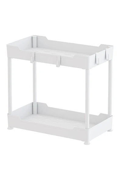 Egem Home Beyaz 2 Katlı Düzenleyici Mutfak Rafı Banyo Rafı, Dolap Tezgah Altı Evye Altı Deterjanlık ürün görseli