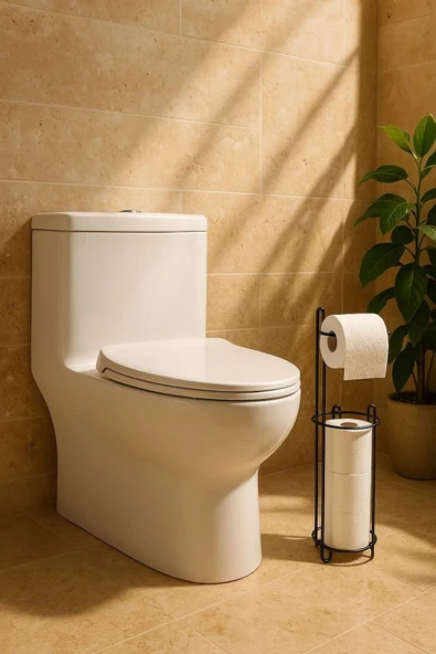 Egem Home Ayaklı Siyah Tuvalet Kağıtlığı Peçetelik Tutacağı Tuvalet Kağıtlık Askısı Standı - Resim 2