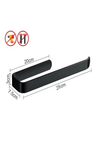 Egem Home Yapışkanlı Lamalı Solo Havluluk Siyah Anında Montaj Vida Yok - Resim 5