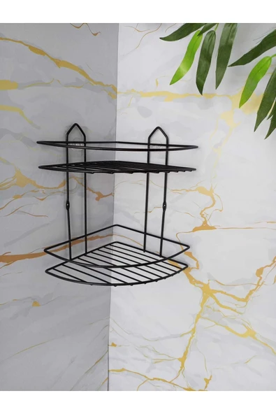 Egem Home Siyah Paslanmaz Yapışkanlı 2'li Katlı Eko Köşe - Resim 2