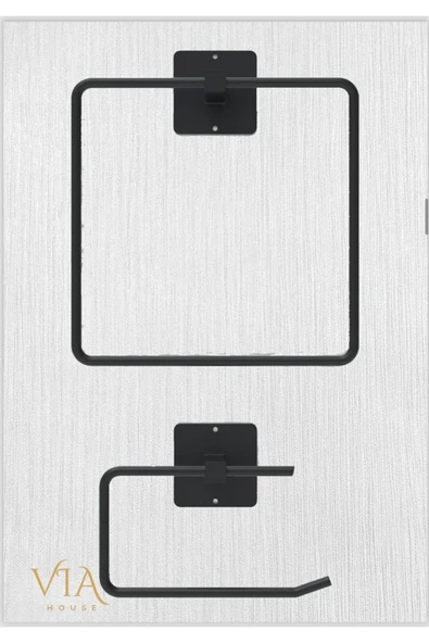 Egem Home Yapışkanlı Siyah Kare Havluluk Wc Tuvalet Kağıtlık Havlu Askısı Banyo Askısı Tuvalet kağıtlık ürün görseli