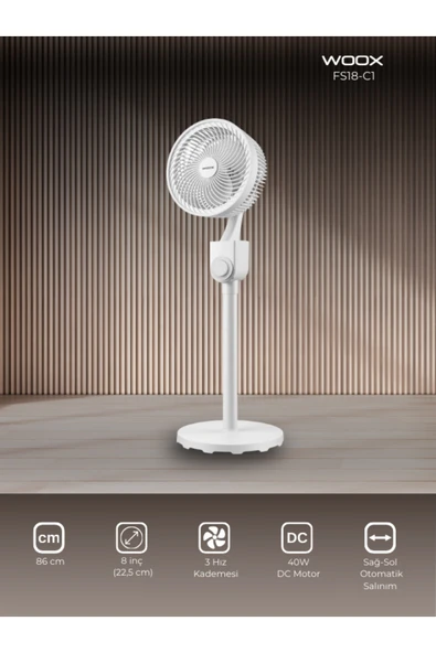 8 Inch Otomatik Sağ Sol Salinimli 86 Cm Vantilatör