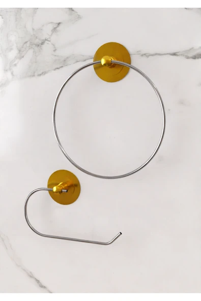 Egem Home Güçlü Yapışkanlı Garantili Gold Halka Havluluk ve Tuvalet Kağıtlık Seti ürün görseli