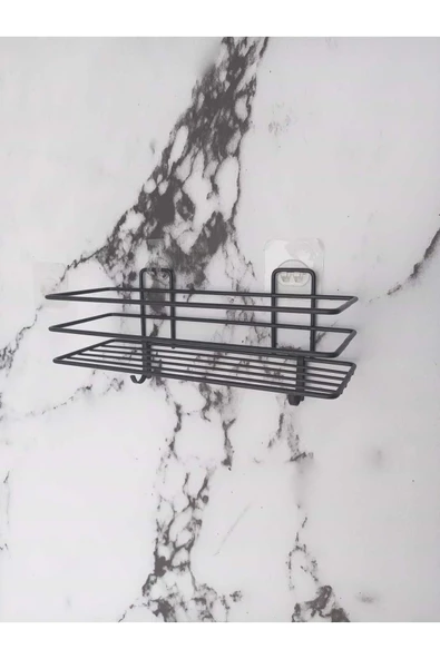 KapKacakAl Siyah Yapışkanlı  Çok Amaçlı Banyo Düzenleyici Rafı Duş Organizeri Mutfak Rafı ürün görseli