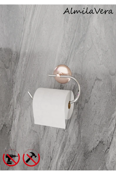 Egem Home Güçlü Garantili Yapışkanlı 5 mm Rose Gold Tuvalet Kağıtlık Wc Askısı ürün görseli