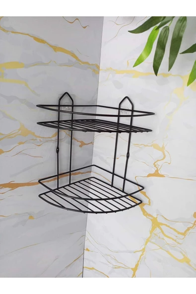 Egem Home Siyah Paslanmaz Yapışkanlı 2'li Katlı Eko Köşe - Resim 3