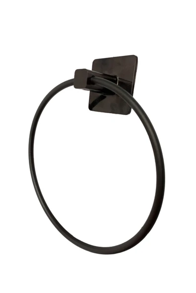 Egem Home Siyah Yapışkanlı Siyah Kare Yuvarlak Havluluk Havlu Askısı - Resim 4