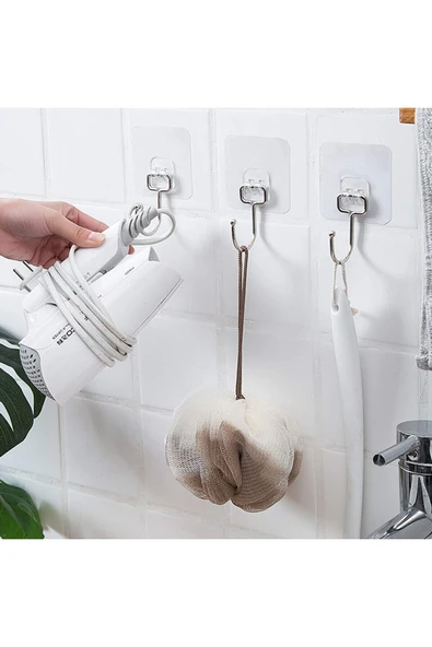 Egem Home Krom Güçlü Yapışkanlı Kanca Yapışkanlı Askılar, Mutfak Banyo Ev Ofis Askısı - 1