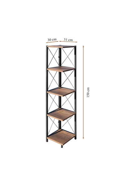 RMD SHOP Köşe Kitaplık Ve Aksesuar Rafı Metal Ayaklı - Resim 2