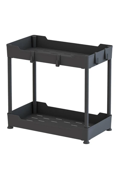 Egem Home Siyah 2 Katlı Düzenleyici Mutfak Rafı Banyo Rafı, Dolap Tezgah Altı Evye Altı Deterjanlık ürün görseli