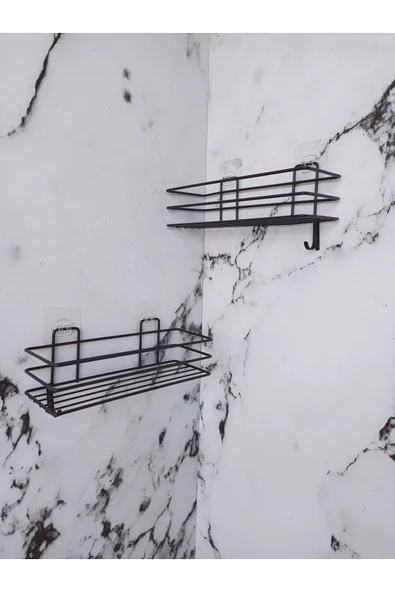 Egem Home Yapışkanlı Kancalı 2 Adet Banyo Rafı Duş Başlığı Duş Seti - Resim 3