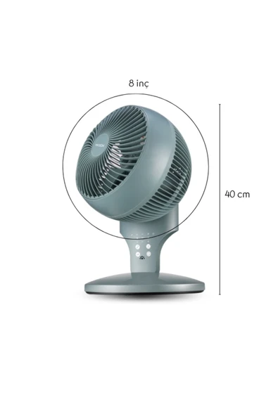 8'' 360 Derece Salınımlı Uzaktan Kumandalı Dokunmatik Ekran 40 cm Zaman Ayarlı Masaüstü Vantilatör - 3