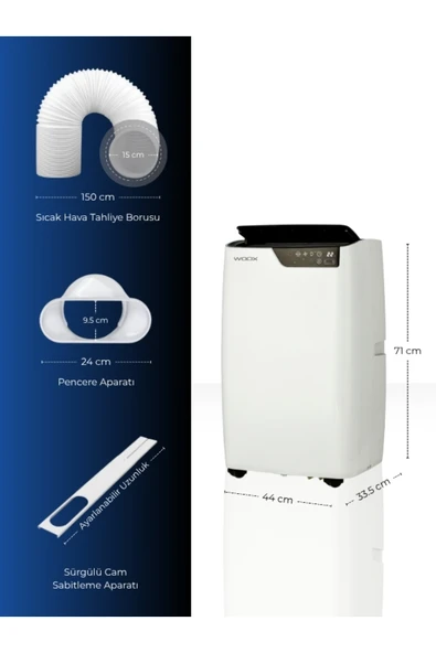 14000btu, Isıtma & Soğutma Özellikli Taşınabilir Mobil Klima - 3