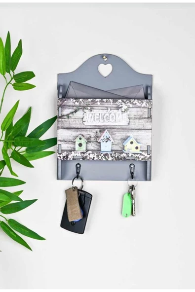 Egem Home Dekoratif Welcome Hoşgeldin Posta Kutu - Anahtarlık 2 Askılı ürün görseli